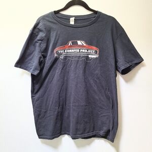 Vintage Y2K Anvil "The Cornfed Project" Short Sleeve T Shirt Black Mens Sz Large